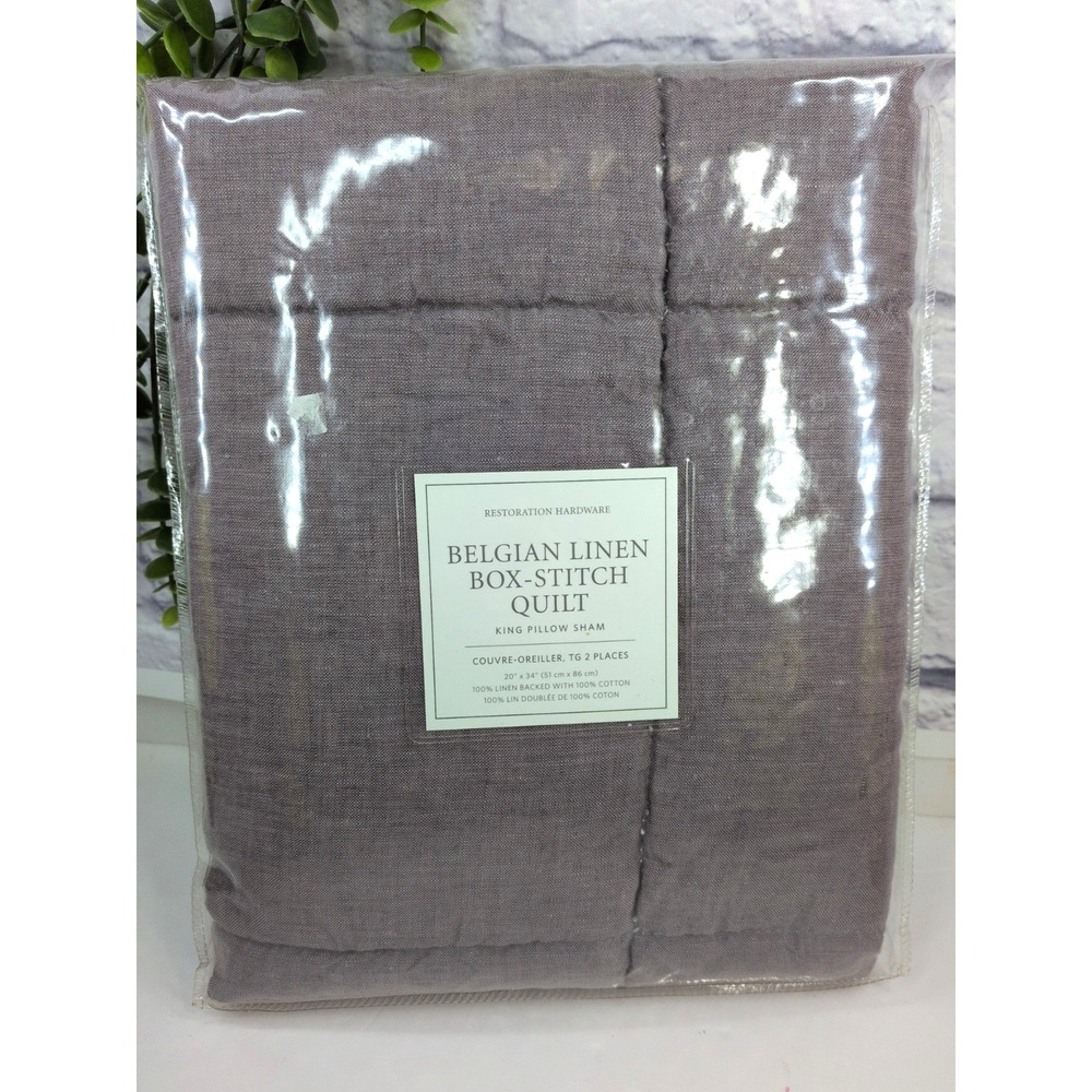SEALED NEW🚨Restoration Hardware Belgian Linen BOX-Stitch Quilt King Pillow Sham